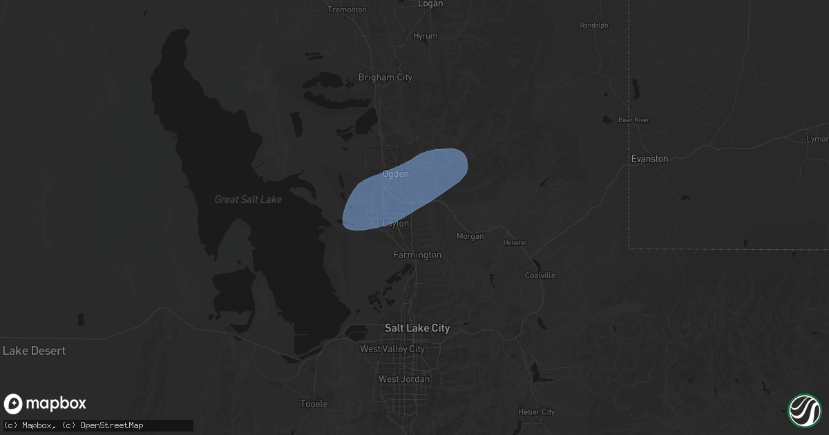 Hail map in Layton, UT on April 2, 2026