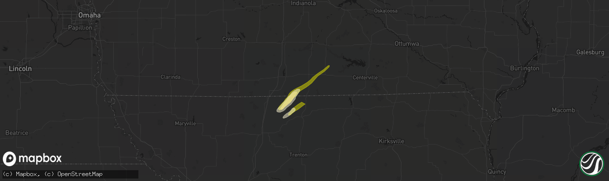 Hail map in Lineville, IA on April 2, 2026