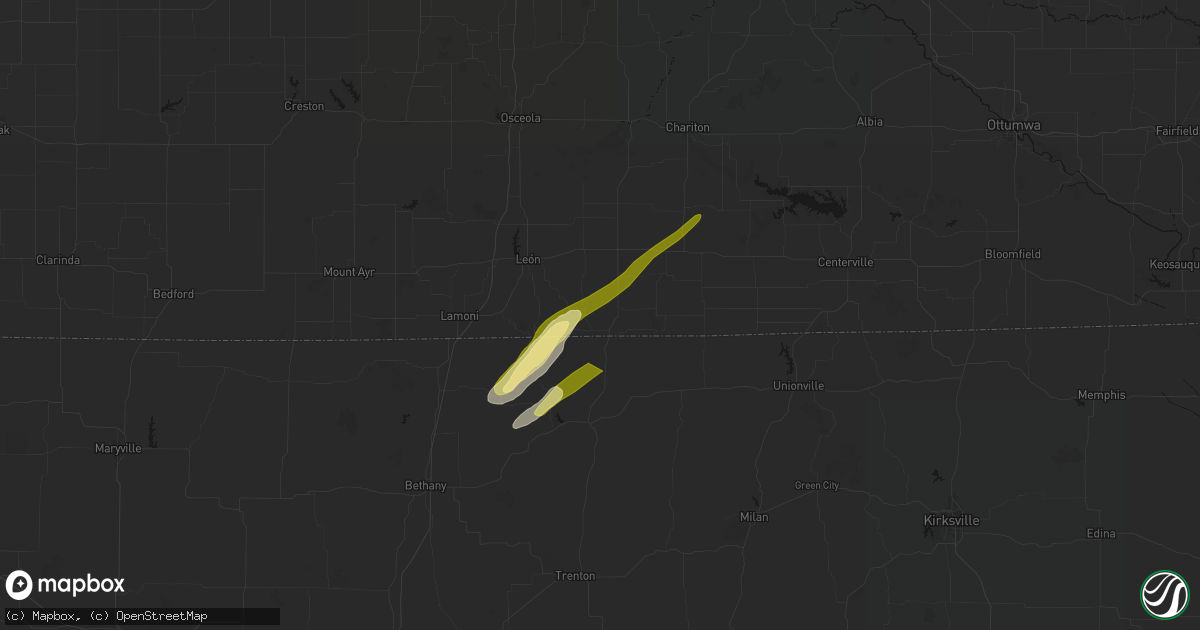 Hail map in Lineville, IA on April 2, 2026