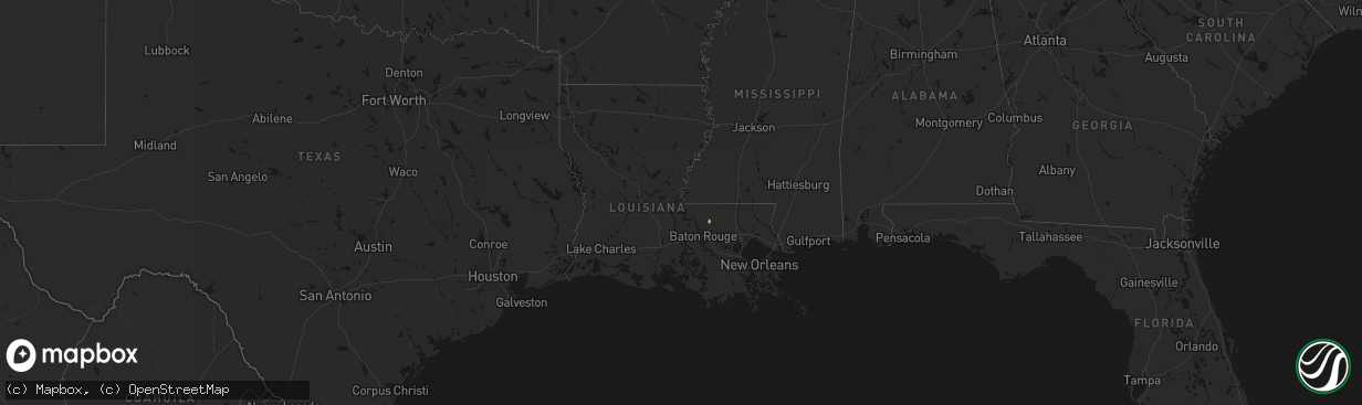 Hail map in Louisiana on April 2, 2026