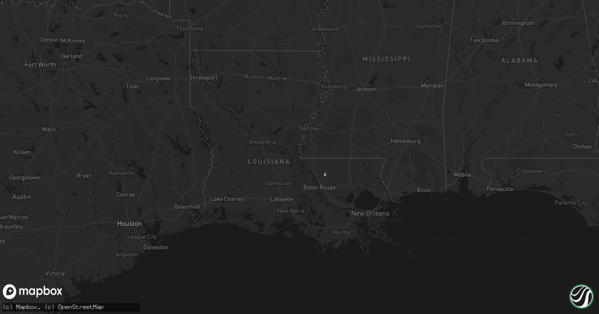 Hail map in Louisiana on April 2, 2026