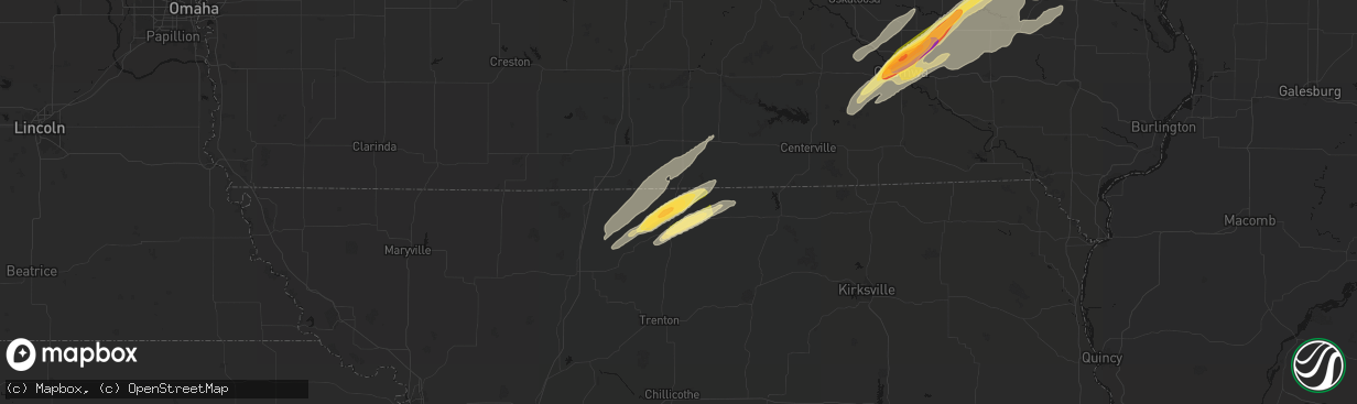 Hail map in Mercer, MO on April 2, 2026