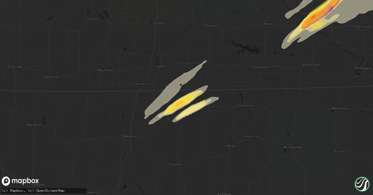 Hail map in Mercer, MO on April 2, 2026