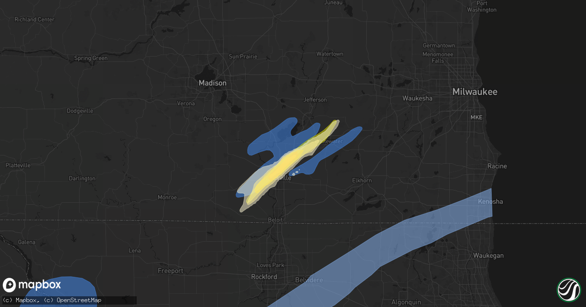 Hail map in Milton, WI on April 2, 2026