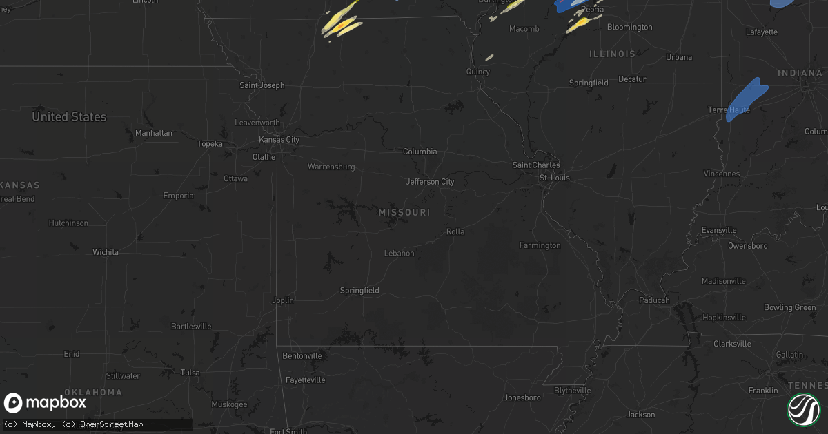 Hail map in Missouri on April 2, 2026
