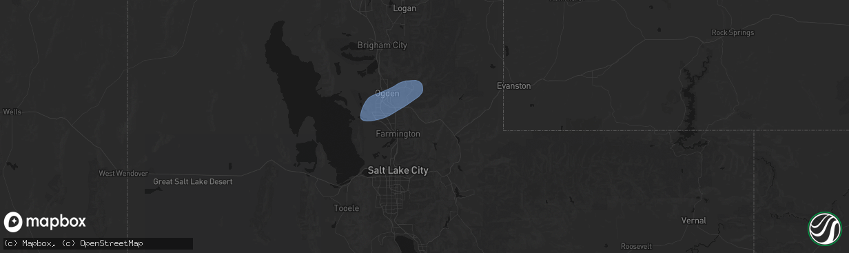 Hail map in Morgan, UT on April 2, 2026