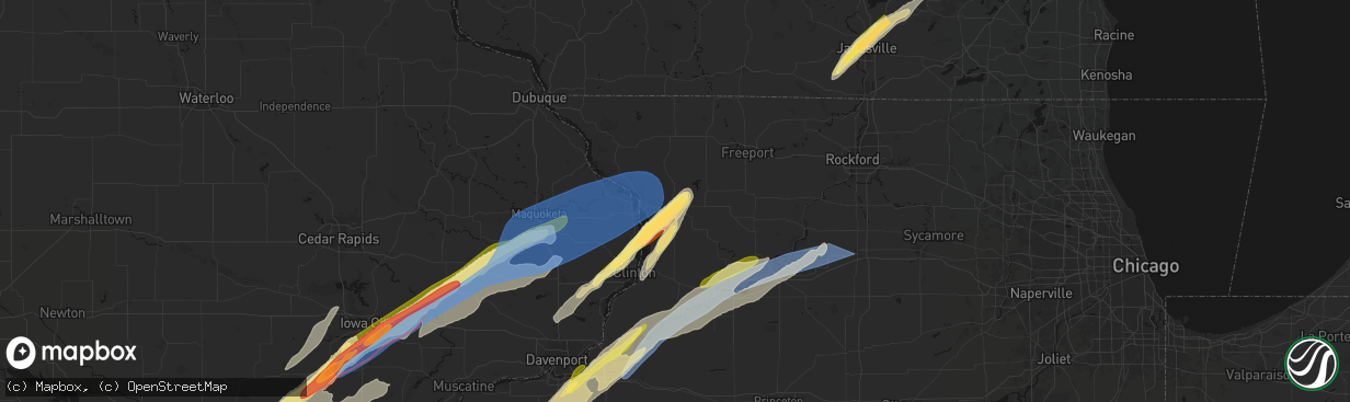 Hail map in Mount Carroll, IL on April 2, 2026