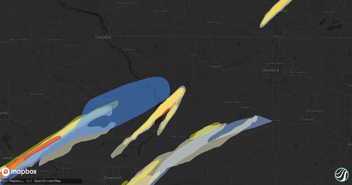 Hail map in Mount Carroll, IL on April 2, 2026