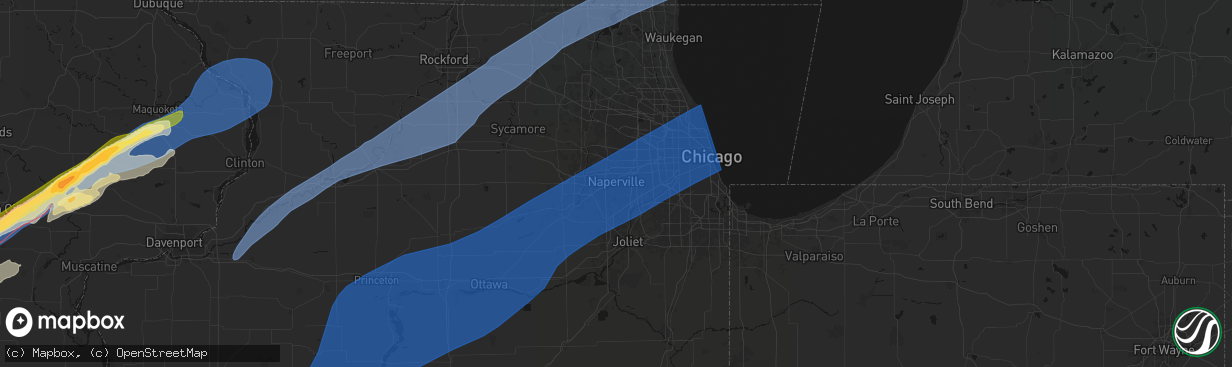 Hail map in Naperville, IL on April 2, 2026