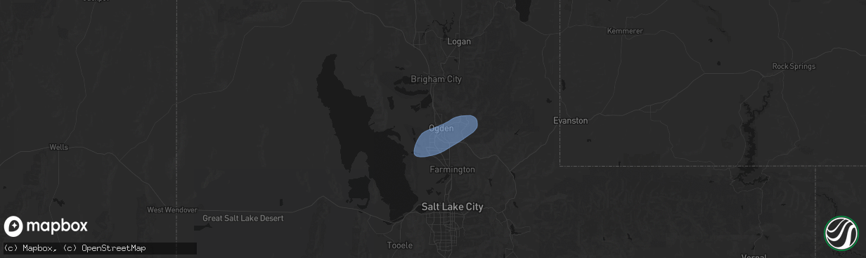Hail map in Ogden, UT on April 2, 2026
