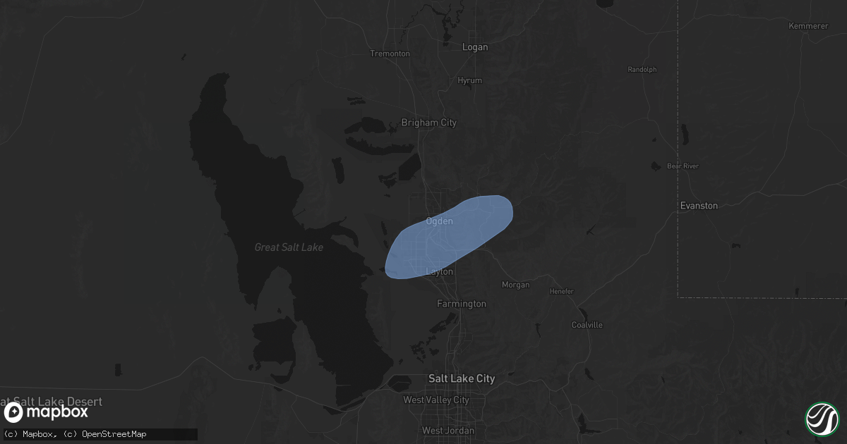 Hail map in Ogden, UT on April 2, 2026