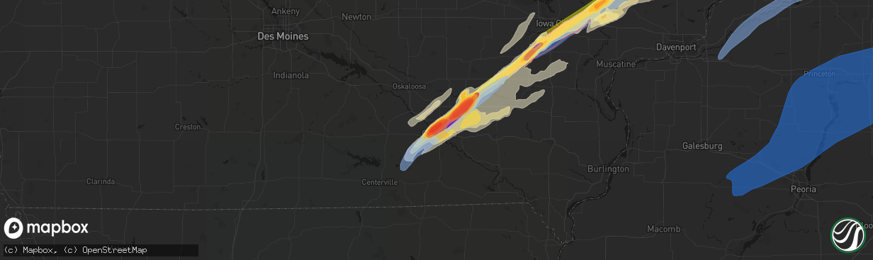 Hail map in Ottumwa, IA on April 2, 2026
