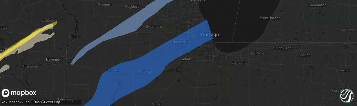 Hail map in Plainfield, IL on April 2, 2026