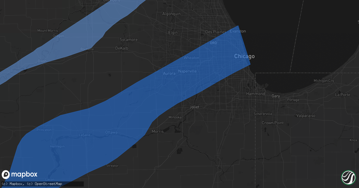 Hail map in Plainfield, IL on April 2, 2026