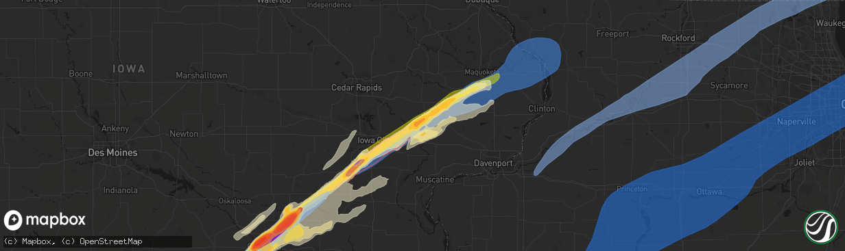 Hail map in Tipton, IA on April 2, 2026