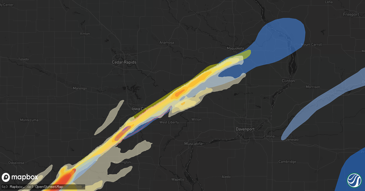 Hail map in Tipton, IA on April 2, 2026