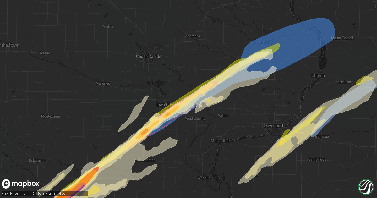 Hail map in West Branch, IA on April 2, 2026