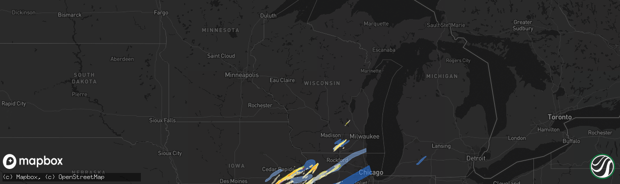 Hail map in Wisconsin on April 2, 2026