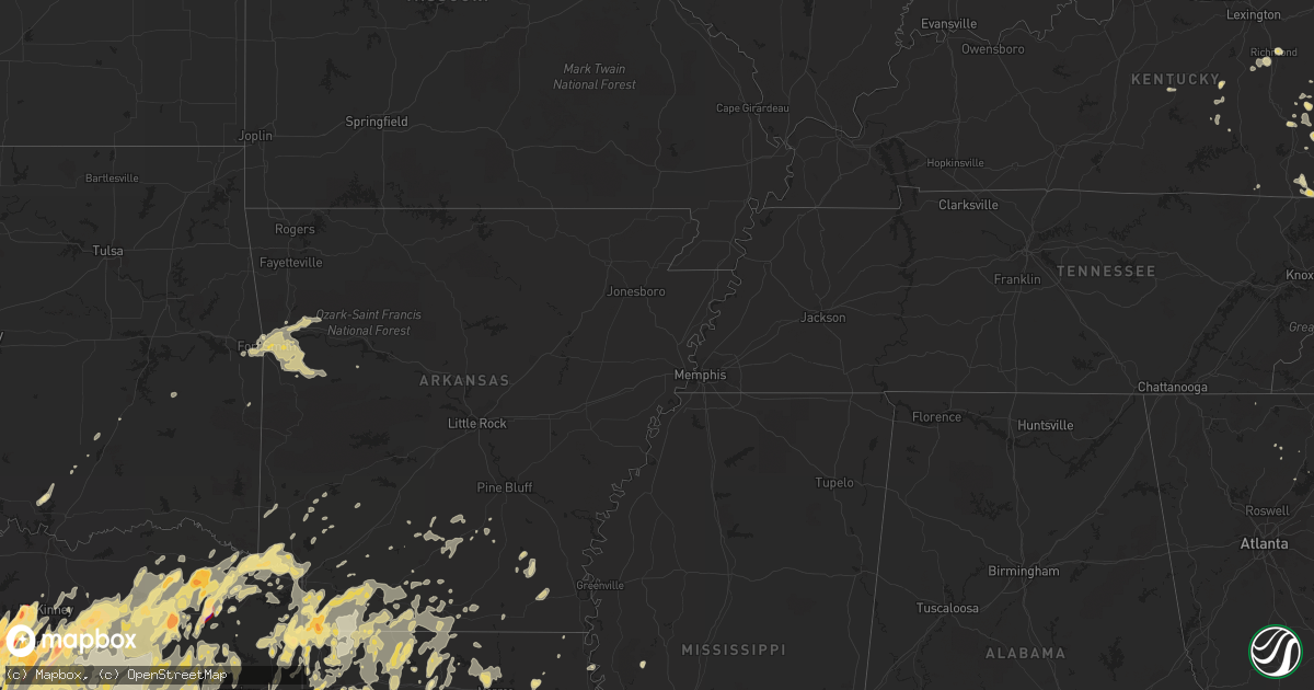 Hail map in Arkansas on April 3, 2012