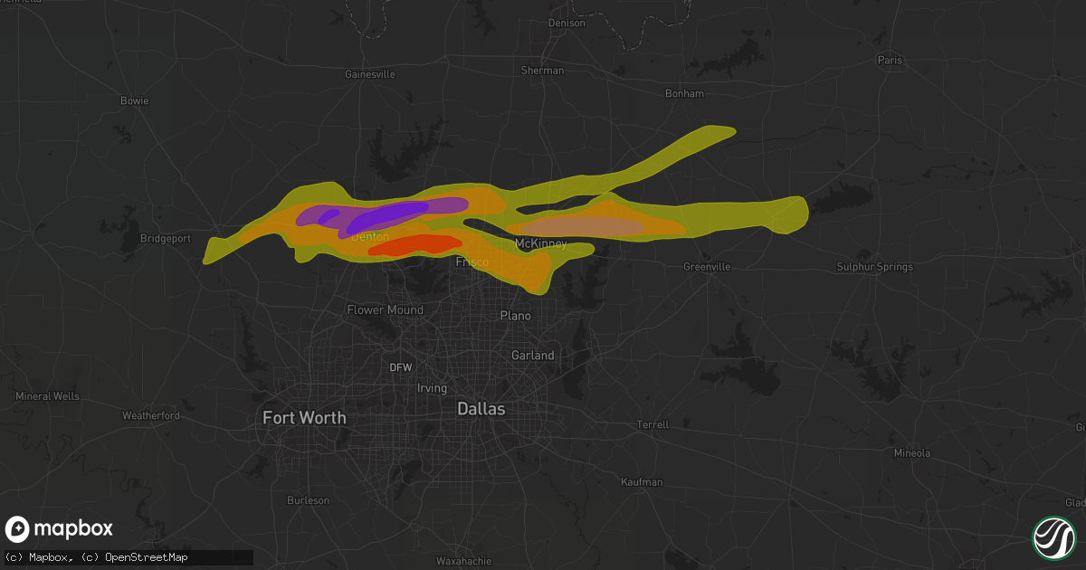 Hail map in Allen, TX on April 3, 2014