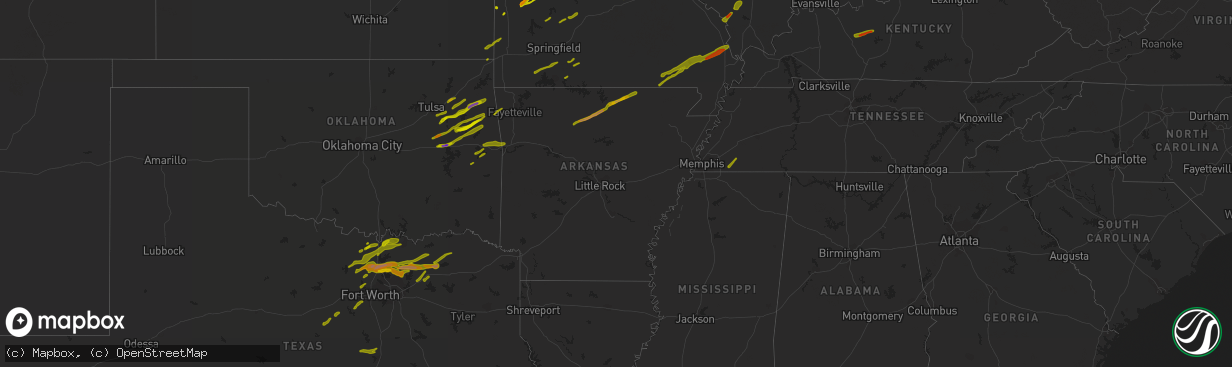 Hail map in Arkansas on April 3, 2014