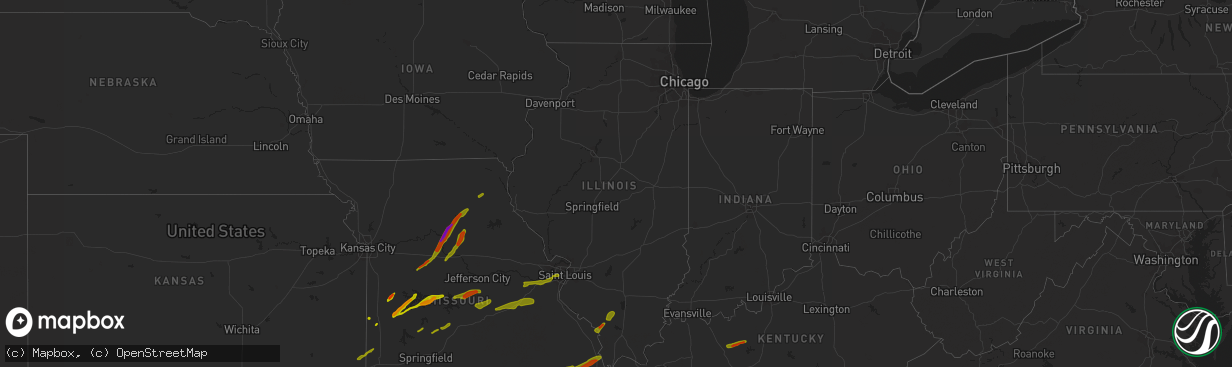 Hail map in Illinois on April 3, 2014