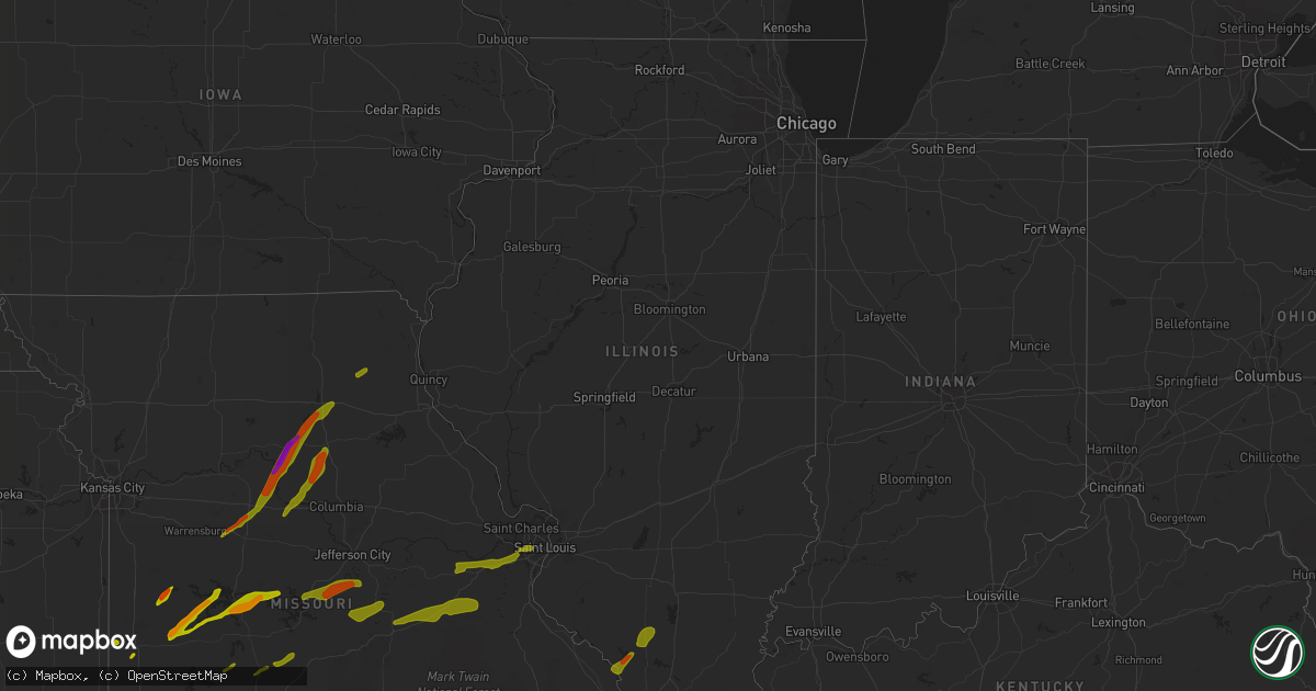 Hail map in Illinois on April 3, 2014