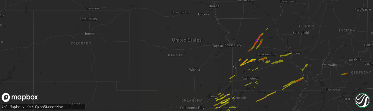 Hail map in Kansas on April 3, 2014