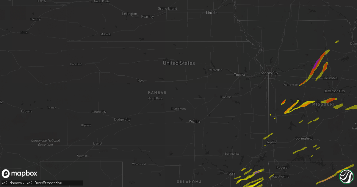 Hail map in Kansas on April 3, 2014
