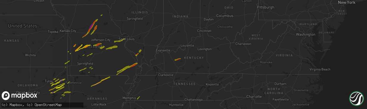 Hail map in Kentucky on April 3, 2014