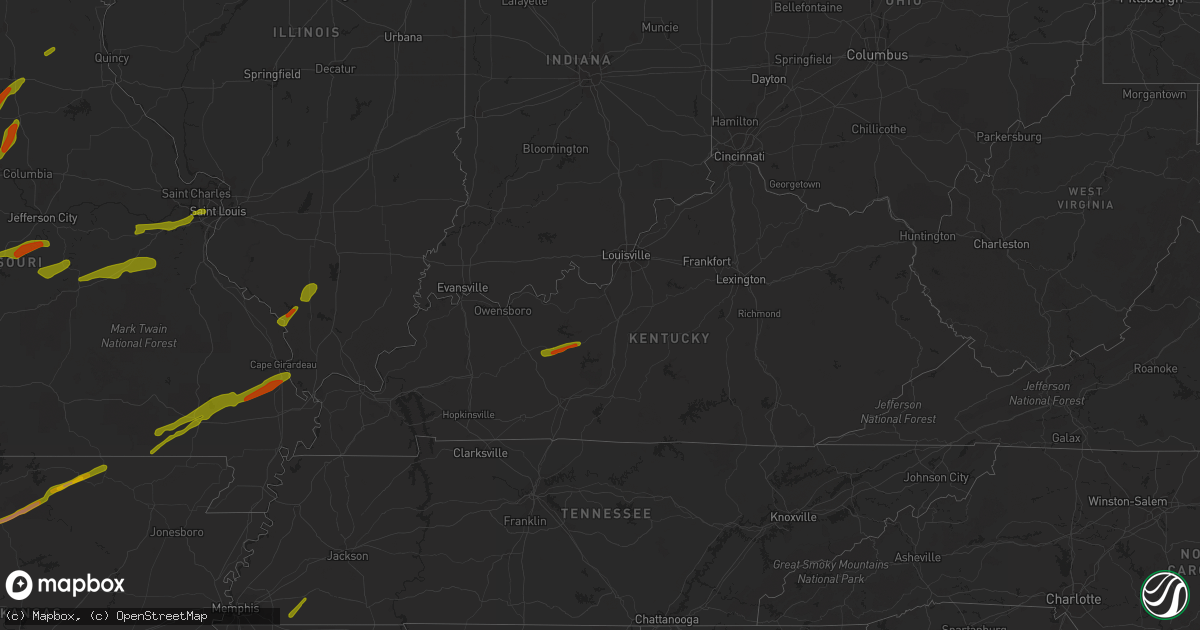 Hail map in Kentucky on April 3, 2014