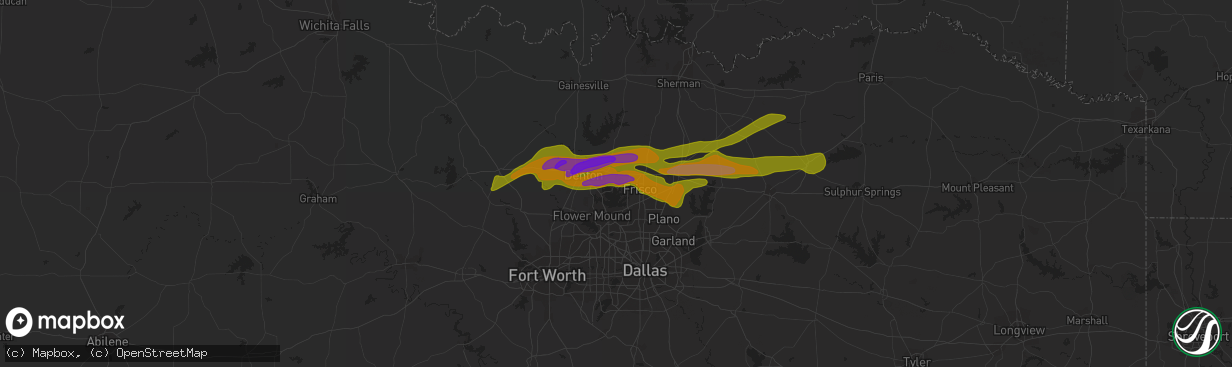 Hail map in Little Elm, TX on April 3, 2014