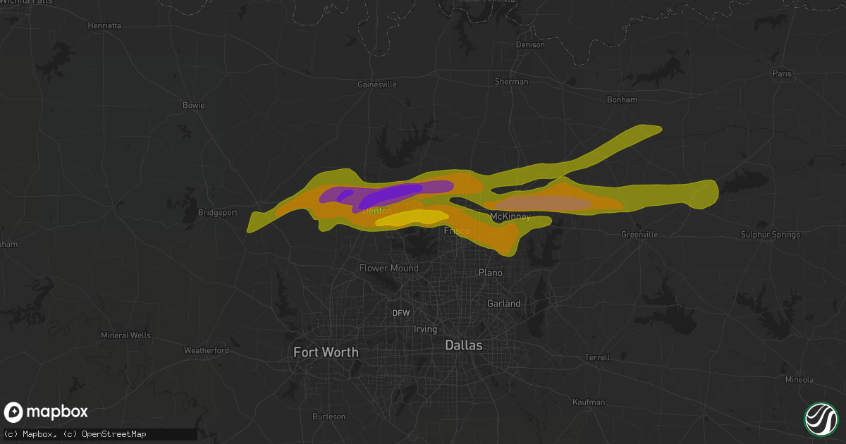 Hail map in Little Elm, TX on April 3, 2014