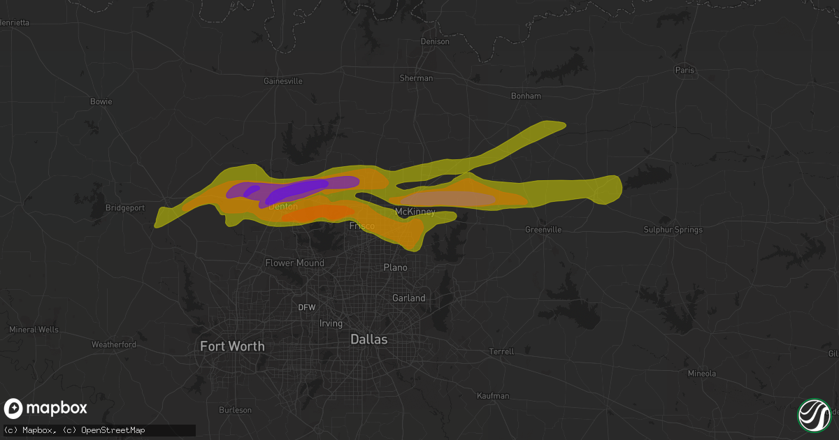 Hail map in Mckinney, TX on April 3, 2014