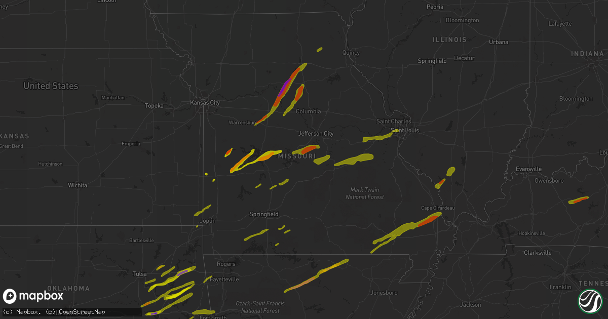 Hail map in Missouri on April 3, 2014