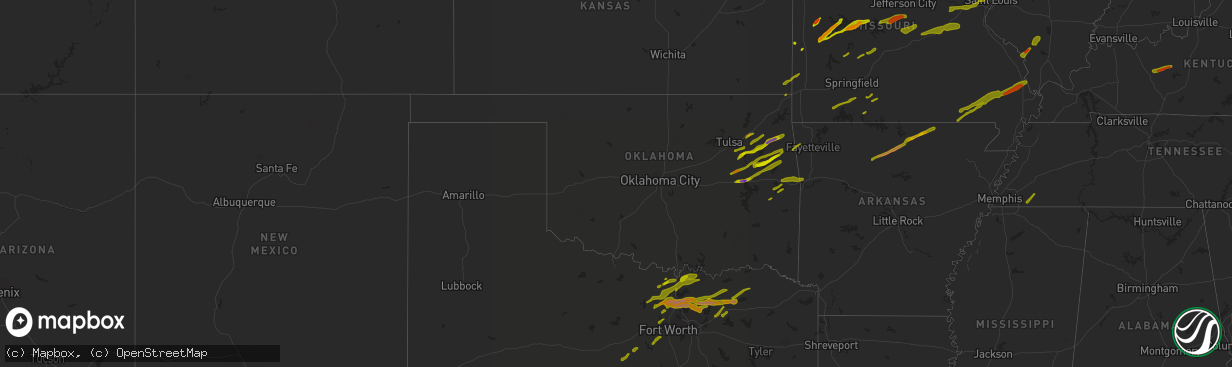 Hail map in Oklahoma on April 3, 2014