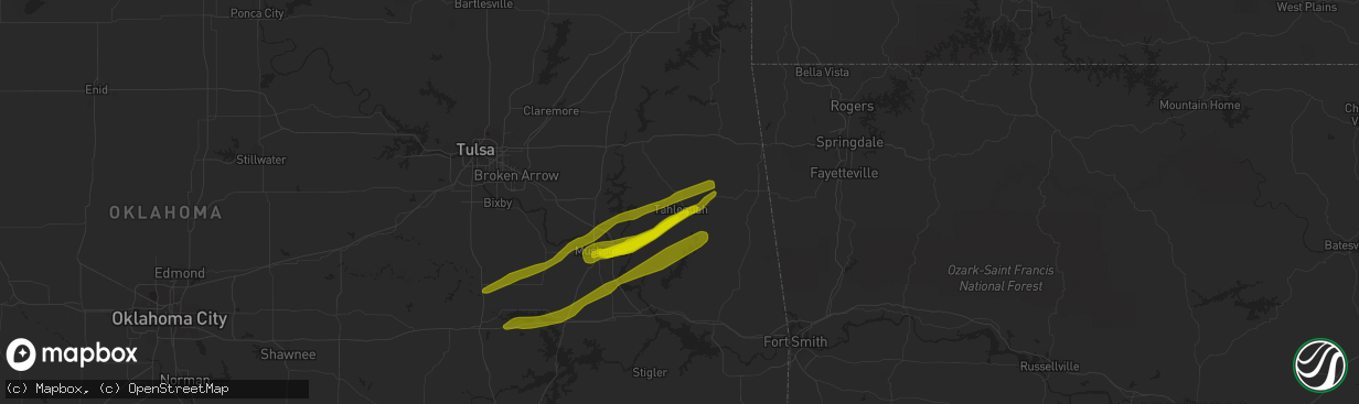 Hail map in Tahlequah, OK on April 3, 2014