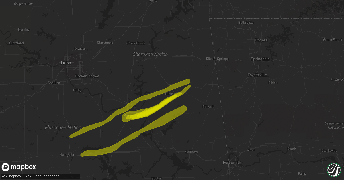 Hail map in Tahlequah, OK on April 3, 2014
