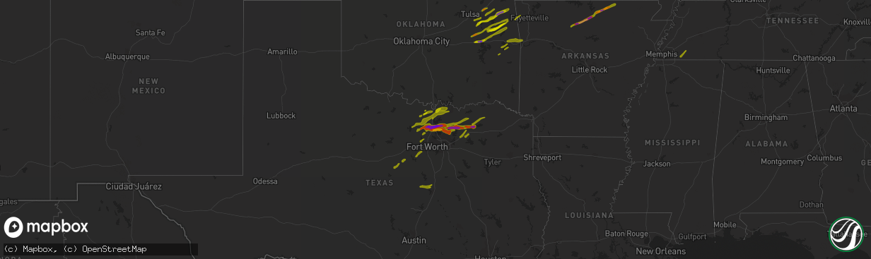 Hail map on April 3, 2014