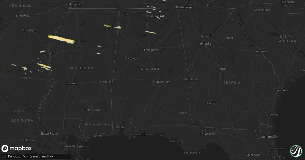 Hail map in Alabama on April 3, 2015