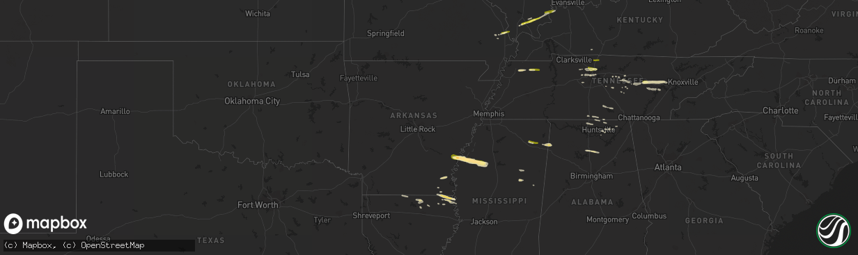 Hail map in Arkansas on April 3, 2015