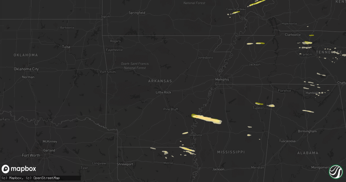 Hail map in Arkansas on April 3, 2015