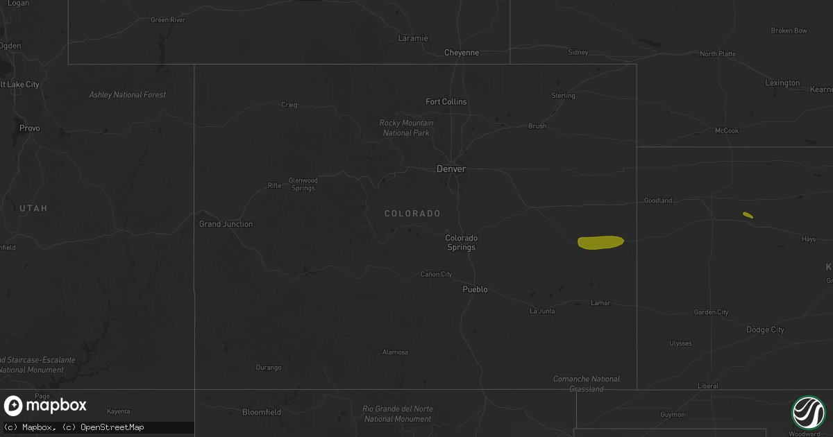Hail map in Colorado on April 3, 2015
