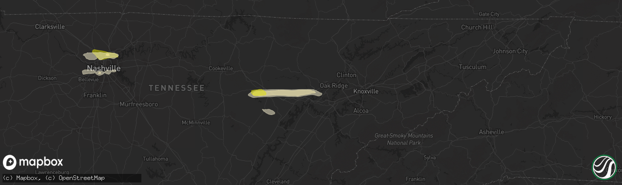 Hail map in Harriman, TN on April 3, 2015