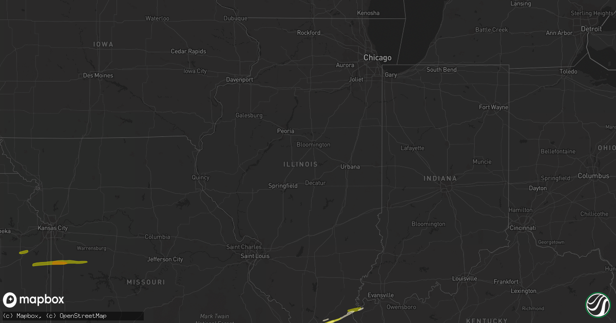 Hail map in Illinois on April 3, 2015