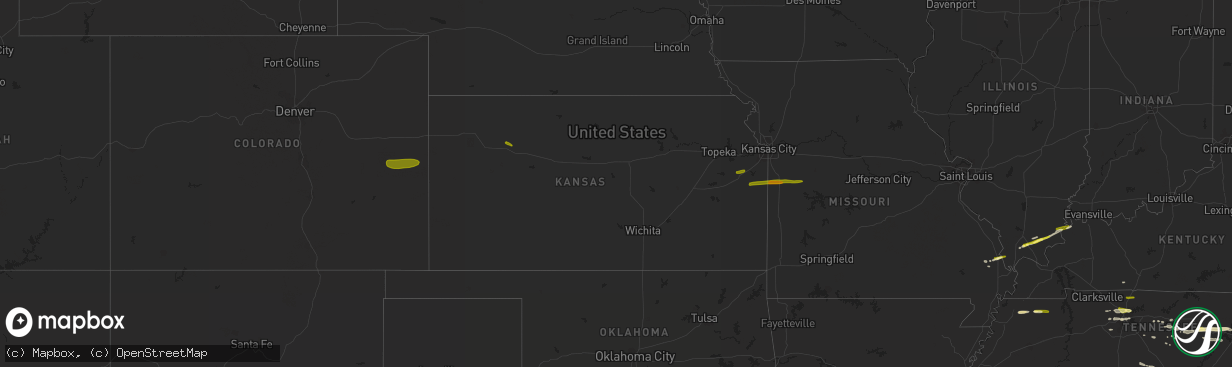 Hail map in Kansas on April 3, 2015