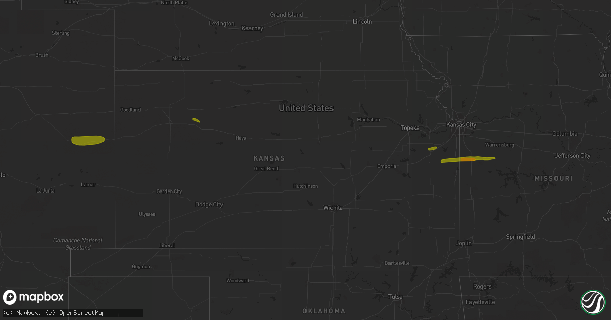 Hail map in Kansas on April 3, 2015