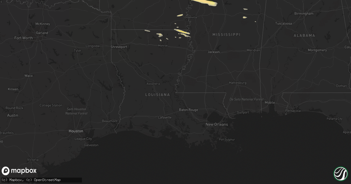 Hail map in Louisiana on April 3, 2015
