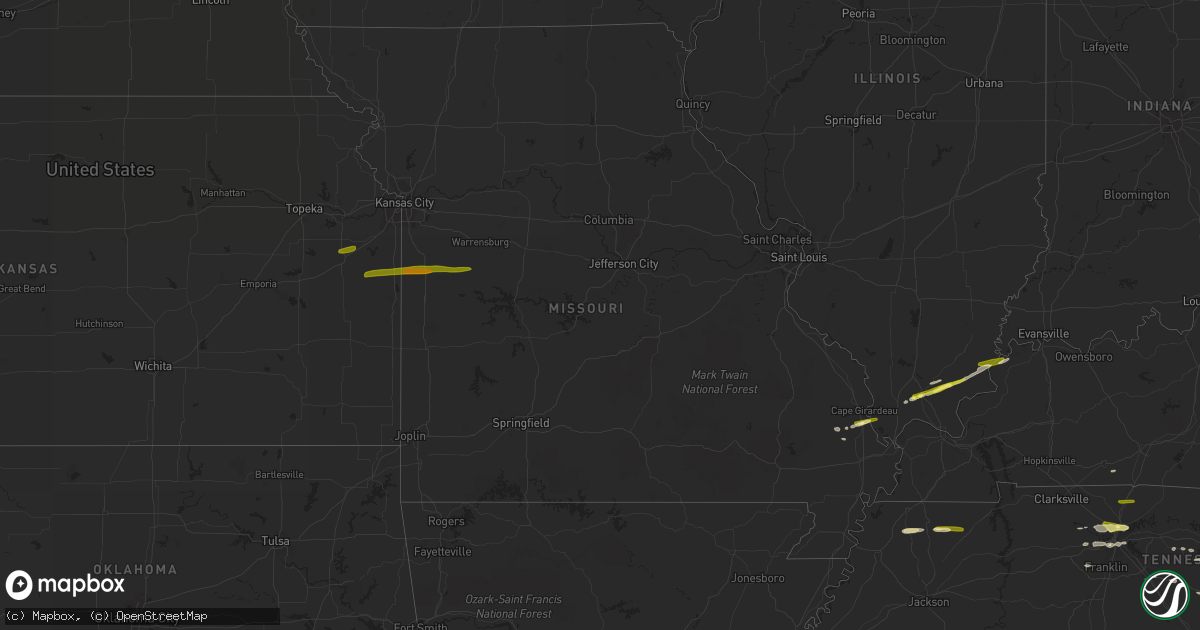 Hail map in Missouri on April 3, 2015