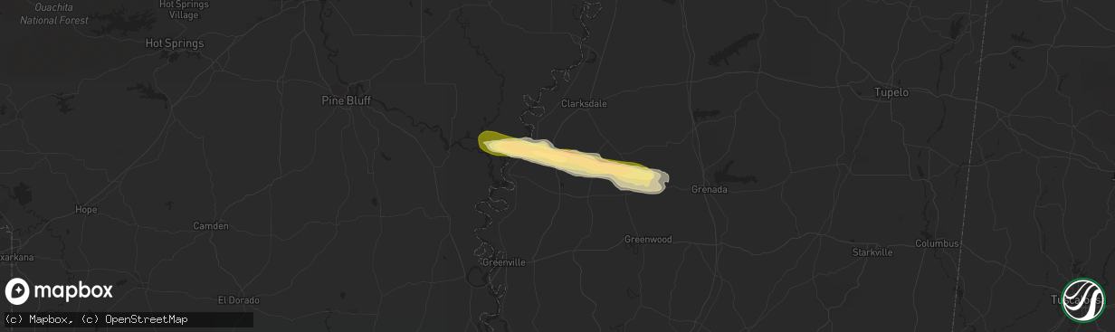 Hail map in Mound Bayou, MS on April 3, 2015